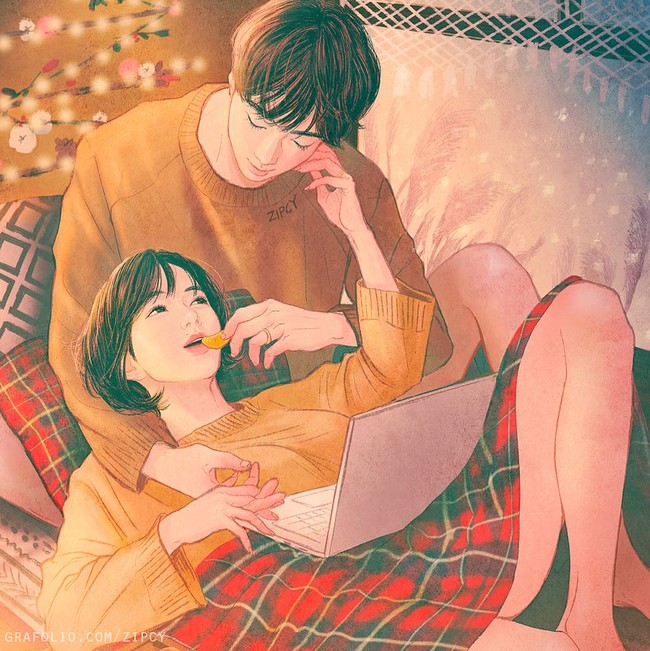 Ilustrasi yang mununjukkan menghabiskan waktu bersama pasangan ini bikin baper.  Foto: Dok. Instagram/@zipcy