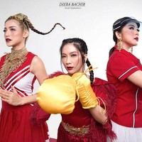 Aksi Jessica Iskandar, Rosma Suhardi, Farah Balqis memeragakan cabang olahraga Asian Games. Foto: Dok. Diera Bachir Photography