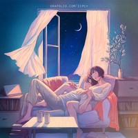 Hampir semua karyanya ini merupakan potret kemesraan yang didasari oleh hubungan Zipcy bersama suaminya. Foto: Dok. Instagram/@zipcy