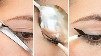 Masih soal riasan mata, sendok juga bermanfaat untuk membuat pola garis mata. Dua bagian sendok yakni gagang dan bagian sekopnya bikin eye liner yang diaplikasikan jadi rapi. Foto: Istimewa