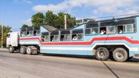Bus unta di Kuba. Kuba telah dikenal memiliki beberapa kendaraan yang tidak biasa di jalan, terutama melimpahnya mobil klasik Amerika yang tersisa dari sebelum hari-hari revolusi. Namun, angkutan massal klasiknya adalah bus unta. Kendaraan yang berkepala truk ini menarik muatan penumpang di belakang trailer yang miring. Istimewa/Matyas Reha-Shutterstock.