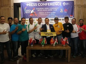 250 Vespa Matik Siap Kawal Kirab Obor Asian Games 2018
