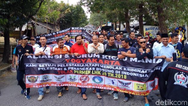 Tolak Permen LHK, Aliansi Kicau Mania Geruduk Kantor BKSDA Yogya