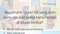 Tes yang satu ini disebut bisa mengungkap urutan prioritas dalam hidupmu. Caranya dengan menyusun hal manakah yang akan kamu kerjakan terlebih dahulu saat berada di situasi berikut. (Foto: Thinkstock/detikcom)