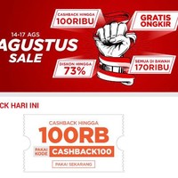 Shopee juga memanjakan para pelanggannya di Hari Kemerdekaan dengan diskon hingga 73%. Ada pula cashback hingga 100 ribu untuk barang-barang tertentu, gratis ongkir, dan barang serba di bawah Rp 170 ribu. Foto: ist