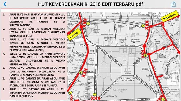 Pengalihan arus di sekitar Istana Negara pada pengibaran bendera pagi nanti