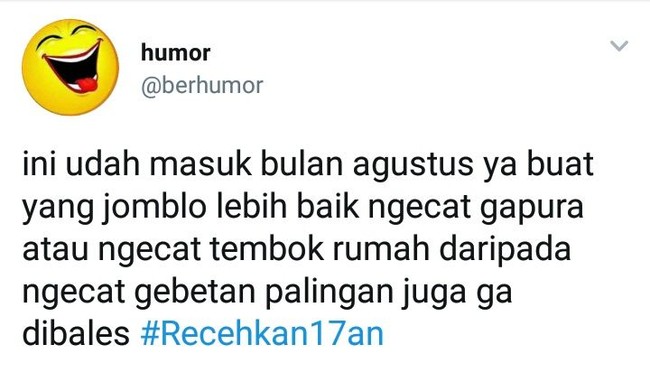 Buat kamu yang jomblo lebih baik ngecat gapura daripada ngechat gebetan tapi tak berbalas. Foto: Twitter
