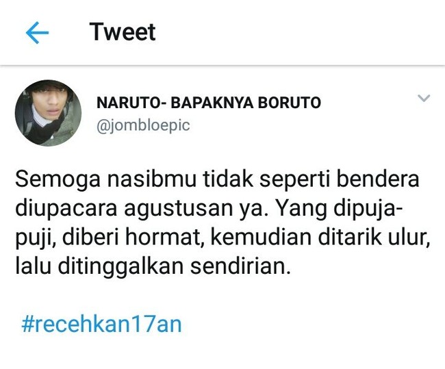 Analogi yang cocok tentang bendera dengan nasib seseorang dalam hubungan percintaan. Foto: Twitter