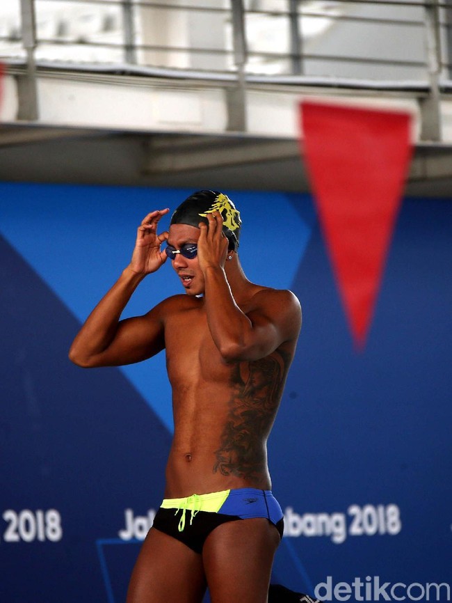 Dari Indonesia, perenang I Gede Siman Sudartawa juga tak kalah dengan tubuh atletisnya. (Foto: Rengga Sancaya/detikSport)