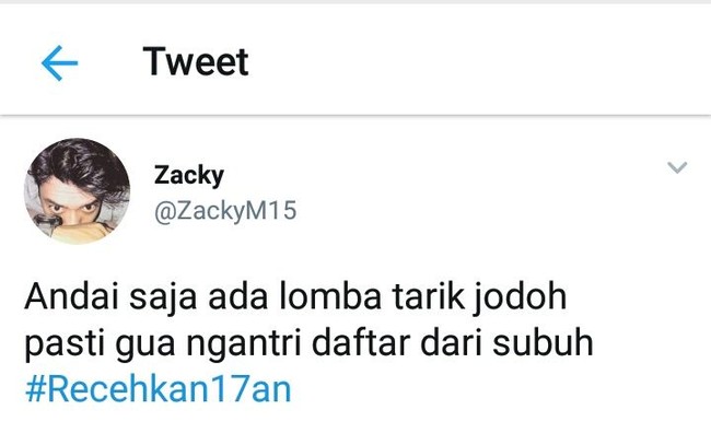 Sayangnya pada hari kemerdekaan yang jatuh pada 17 Agustus tak ada lomba tarik jodoh. Foto: Twitter