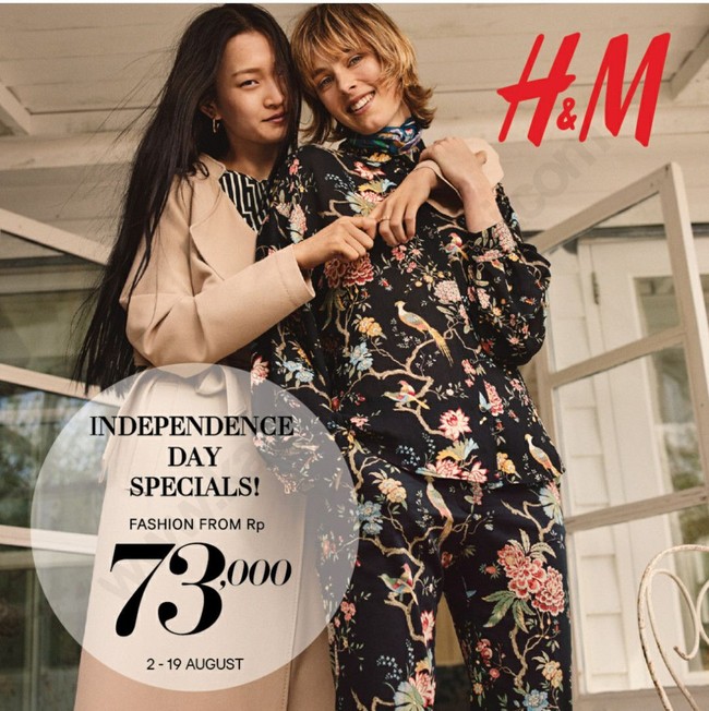 Retailer kenamaan seperti H&M juga tak ketinggalan mengadakan sale khusus 17an. Brand Swedia itu memberikan potongan harga dan menjual berbagai item mulai dari Rp 73 ribu. Promo ini bisa dinikmati hingga 19 Agustus 2018. Foto: ist