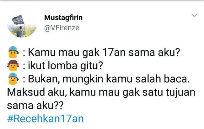 Bisa saja ya gombalan jomblo di momen kemerdekaan 17-an ini Foto: Twitter