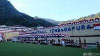 Upacara HUT ke-73 RI dilakukan di lapangan outdoor Sporthall Tembagapura, Papua.