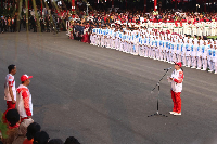 Menko PMK Puan Maharani melaporkan pelaksanaan Torch Relay Asian Games 2018 (Foto: dok. Kemenko PMK)