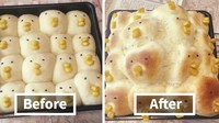 Ketika masih menjadi adonan, roti bentuk bebek dengan butiran jagung ini terlihat imut dan menggemaskan. Tapi setelah keluar dari oven, hasilnya seperti buntelan roti yang bikin ngakak. Foto: Istimewa