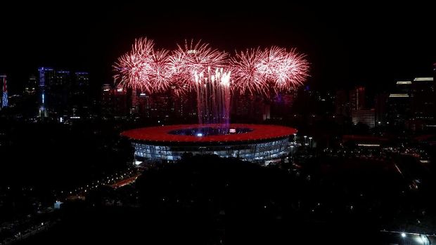 2018 Asian Games Ð Opening ceremony - GBK Main Stadium Ð Jakarta, Indonesia Ð August 18, 2018 Ð A general view of fireworks during the opening ceremony. REUTERS/Darren Whiteside