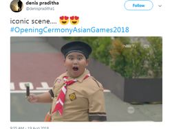 Ekspresi Anak Pramuka di Pembukaan Asian Games 2018 Bikin Gemas