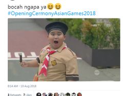 Ekspresi Anak Pramuka di Pembukaan Asian Games 2018 Bikin Gemas
