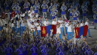 Begini iring-iringan atlet Mongolia saat defile di pembukaan Asian Games 2018 (Foto: REUTERS/Issei Kato)