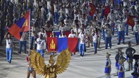 Saat pembukaan Asian Games 2018, ada defile dari kontingen setiap negara. Atlet dari negara tersebut berjalan beriringan dengan dipimpin seorang pembawa bendera (Foto: INASGOC/Jefri Tarigan)
