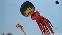 Festival ini diikuti 20 peserta dengan beragam jenis layang-layang seperti layangan 3 dimensi, dari berbagai Kota di Indonesia seperti, Jakarta, Surabaya, Bali, serta Makassar, termasuk negara Singapura (Ibnu Munsir/detikTravel)