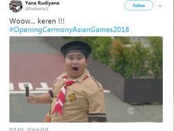 Ekspresi Anak Pramuka di Pembukaan Asian Games 2018 Bikin Gemas