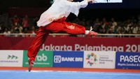 Hasil dari seluruh kombinasi latihan tersebut? Gerakan menarik perhatian ala wushu. (Foto: Agung Pambudhy/detikSport)