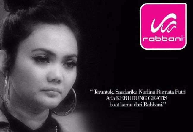 Tahun 2017, Rabbani juga mendapat kritik dari netizen karena membuat kampanye ‘kerudung gratis untuk Rina Nose’. Rabbani mengeluarkan banner ini setelah Rina Nose memutuskan untuk berhijab. Banyak yang tidak menyukai aksi Rabbani ini karena dianggap memanfaatkan kasus Rina Nose untuk beriklan. (Foto: Instagram)