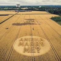 Tertulis Anisha, marry me? di atas ladang jagung yang bisa terlihat dari atas helikopter. Varun sengaja membuatnya di atas ladang jagung demi membuatnya terlihat seperti pesan dari alien yang biasa ada di cerita science-fiction, demi sang kekasih. Foto: Dok. Facebook/Varun Bhanot