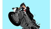 Versi kartun aksi Jokowi di atas motornya. (ist)