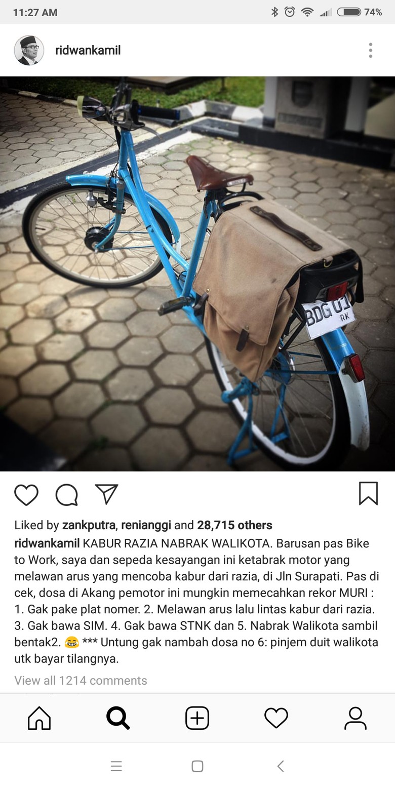 Ridwan Kamil Ditabrak Pengemudi Motor yang Hindari Razia Ridwan Kamil Ditabrak Pengemudi Motor yang Hindari Razia