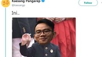 Jahilnya Kaesang yang mengedit foto sang kakak karena kepopuleran Jan Ethes di acara upacara HUT RI pekan lalu. Foto: Tweet Kaesang