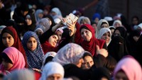 Warga Palestina pun merayakan Hari Raya Idul Adha hari ini, Selasa (21/8/2018) waktu setempat. Ibraheem Abu Mustafa/Reuters.