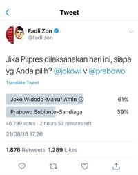 Fadli Zon Hapus Polling karena Jokowi 'Dimenangkan' Bot Siluman