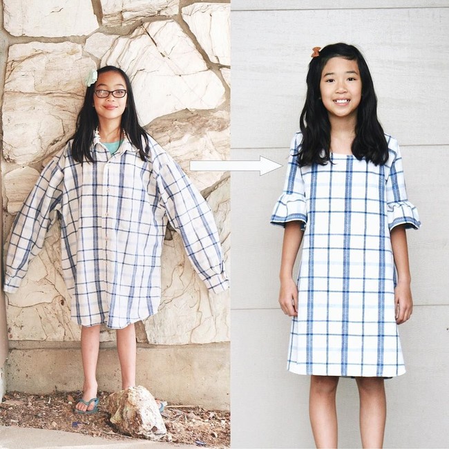 Seorang wanita bernama Sarah Tyau menciptakan tren dengan melakukan recycle untuk baju-baju lama. Foto: Dok. Instagram/Sarah Tyau