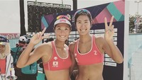 Inilah Akiko Hasegawa (Kanan), atlet voli pantai putri dari Jepang. Di ajang Asian Games 2018 ini, Akiko berpasangan dengan Azusa Futami. (Instagram/@akikohaseg)