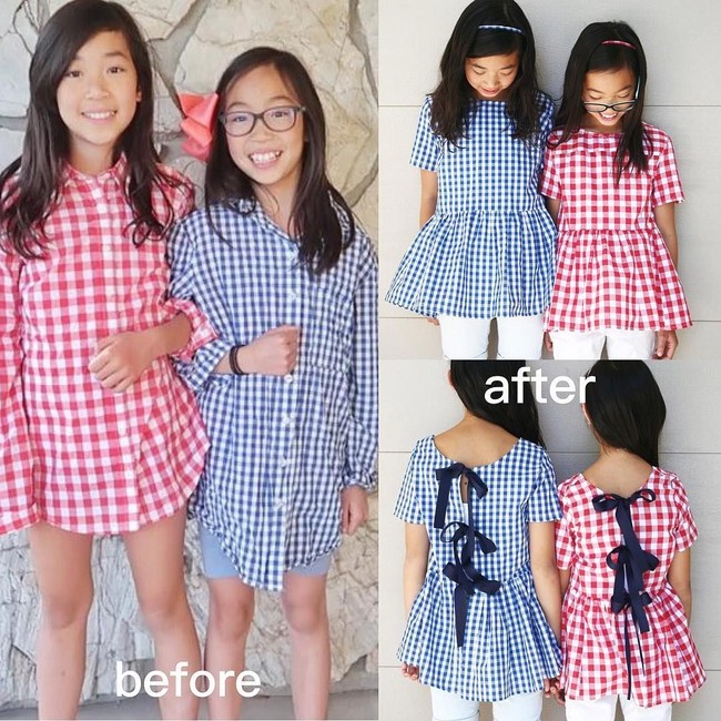 Hingga saat ini sudah ada ratusan baju lama yang ditransformasikan menjadi baju yang kekinian untuk dirinya dan anak-anaknya. Foto: Dok. Instagram/Sarah Tyau