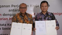BPJS Ketenagakerjaan bekerja sama dengan Ditjen Imigrasi untuk memastikan terwujudnya perlindungan bagi seluruh pekerja migran Indonesia (PMI). Pool/BPJS TK.