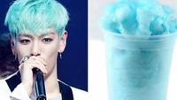Nah ini juga, warna rambutnya disamakan dengan segelas slushy warna biru. Tapi sekilas mirip juga sama cotton candy ya? Foto: Istimewa
