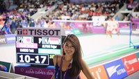 Aktris cantik Maria Selena selalu terlihat konsisten menyaksikan berbagai pertandingan di Asian Games 2018. Foto: Instagram/mariaselena_