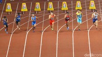 Dalam persaingan heat 1 di Stadion Utama Gelora Bung Karno (SUGBK), Senayan, Sabtu (25/8), Lalu bersaing dengan tujuh sprinter lain.