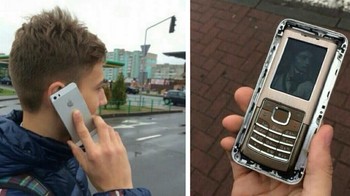 Di medsos hapenya sih branded, kenyataannya hanya casing aja. Foto: bored panda