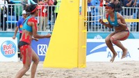 Ekspresi kemenangan pasangan Juliana/Utami saat berhasil mengalahkan Mashkova/Tsimbalova.