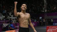 Aksi Telanjang Dada Jonatan Christie Usai Dapat Emas Asian Games