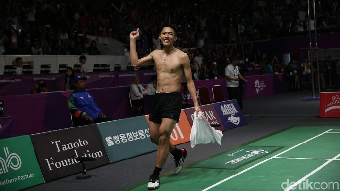Selebrasi Jonatan Christie. Foto: Agung Pambudhy/detikSport Selebrasi Jonatan Christie. Foto: Agung Pambudhy/detikSport