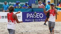 Di JSC Beach Volley, Palembang, Selasa (28/8/2018), Galang/Danangyah bertarung selama tiga set melawan duet China Yang Li/Peng Gao. Set pertama direbut pasangan Indonesia 21-15.