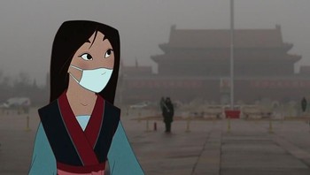 Mulan dan polusi di Beijing. Foto: disneyunhappilyeverafter.tumblr.com