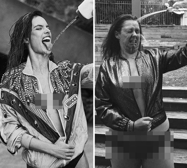 Ketika meniru selebriti, dia tak ragu tampil hanya dengan underwear. Foto: Instagram