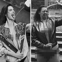 Ketika meniru selebriti, dia tak ragu tampil hanya dengan underwear. Foto: Instagram