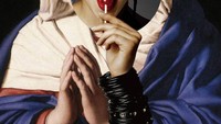 Masih mengedit lukisan di zaman renaissance. Kali ini Shusaku Takaoka menempelkan potongan foto wajah si cantik Madonna yang sedang memakan lolipop. Tapi kok tangannya jadi ada tiga, ya? Foto: Instagram shusaku1977